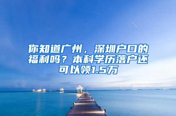 你知道广州，深圳户口的福利吗？本科学历落户还可以领1.5万