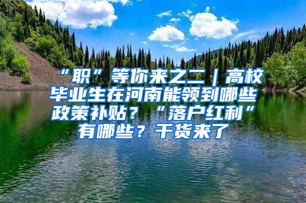 “职”等你来之二｜高校毕业生在河南能领到哪些政策补贴？“落户红利”有哪些？干货来了