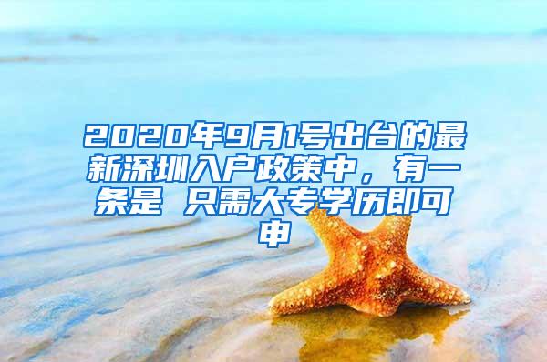 2020年9月1号出台的最新深圳入户政策中，有一条是 只需大专学历即可申