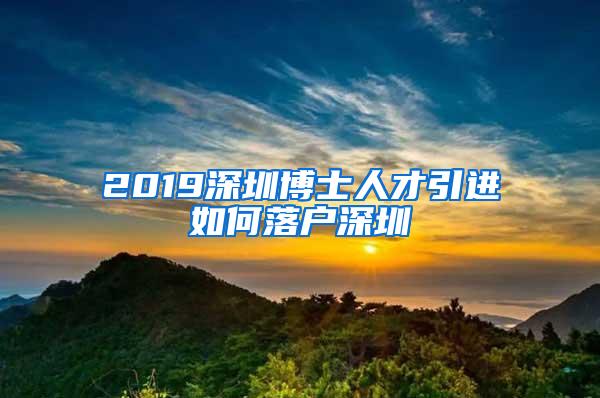 2019深圳博士人才引进如何落户深圳