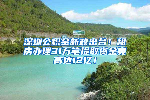 深圳公积金新政出台！租房办理31万笔提取资金竟高达12亿！