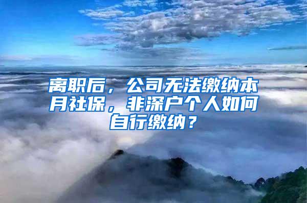 离职后，公司无法缴纳本月社保，非深户个人如何自行缴纳？