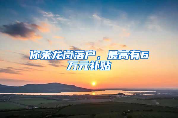 你来龙岗落户，最高有6万元补贴