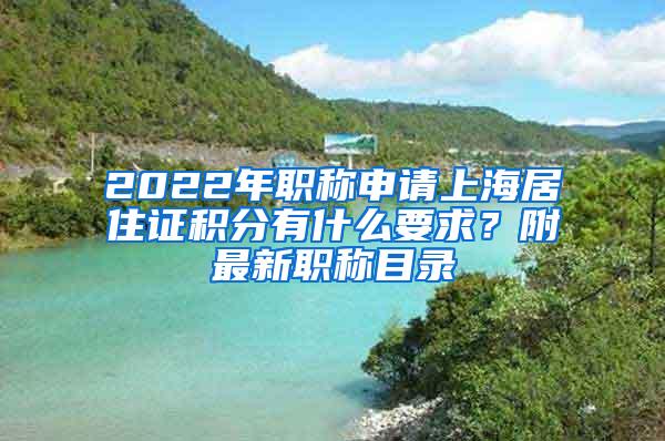 2022年职称申请上海居住证积分有什么要求？附最新职称目录