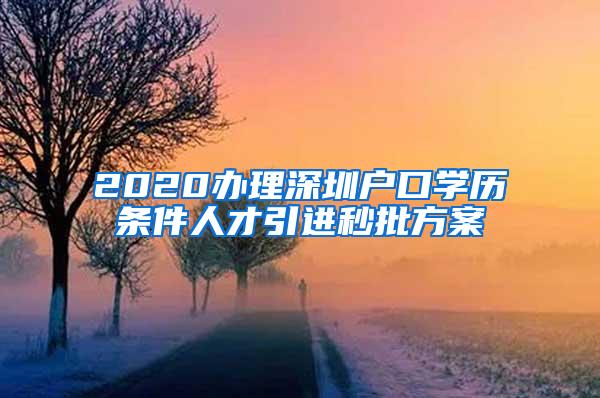 2020办理深圳户口学历条件人才引进秒批方案