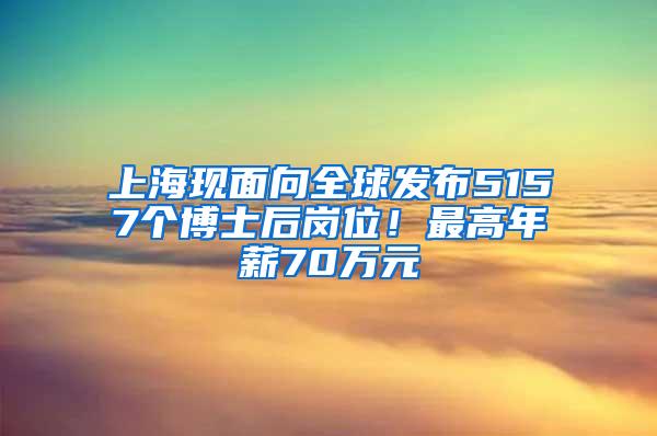 上海现面向全球发布5157个博士后岗位！最高年薪70万元