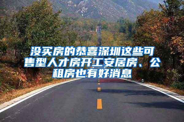 没买房的恭喜深圳这些可售型人才房开工安居房、公租房也有好消息