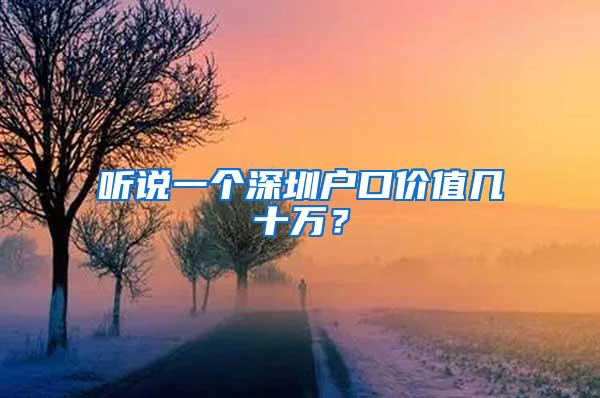 听说一个深圳户口价值几十万？