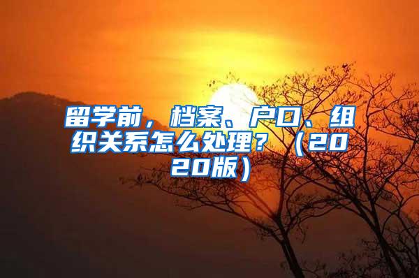 留学前，档案、户口、组织关系怎么处理？（2020版）