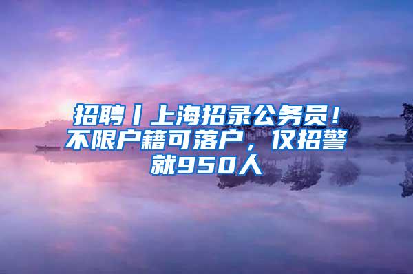 招聘丨上海招录公务员！不限户籍可落户，仅招警就950人