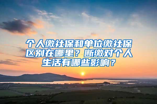 个人缴社保和单位缴社保区别在哪里？断缴对个人生活有哪些影响？