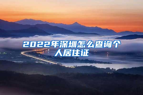 2022年深圳怎么查询个人居住证