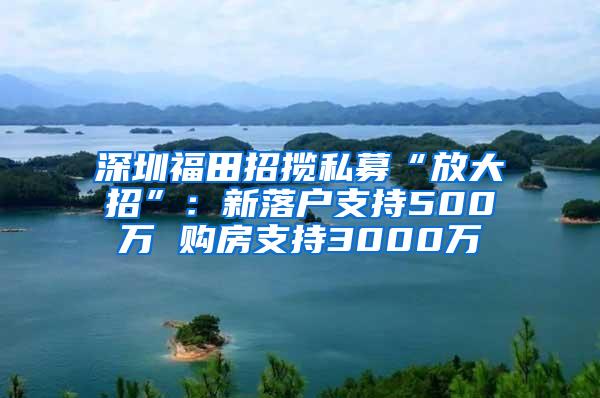 深圳福田招揽私募“放大招”：新落户支持500万 购房支持3000万