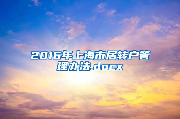 2016年上海市居转户管理办法.docx