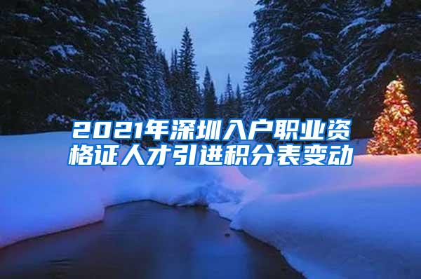 2021年深圳入户职业资格证人才引进积分表变动