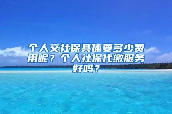 个人交社保具体要多少费用呢？个人社保代缴服务好吗？