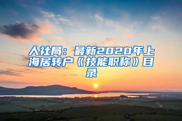 人社局：最新2020年上海居转户《技能职称》目录