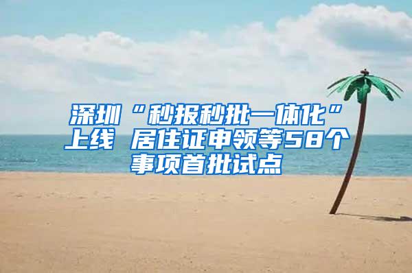 深圳“秒报秒批一体化”上线 居住证申领等58个事项首批试点