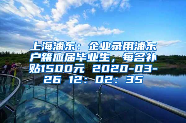 上海浦东：企业录用浦东户籍应届毕业生，每名补贴1500元 2020-03-26 12：02：35