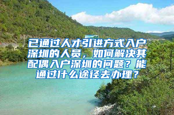 已通过人才引进方式入户深圳的人员，如何解决其配偶入户深圳的问题？能通过什么途径去办理？