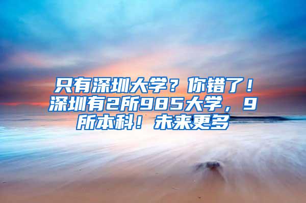 只有深圳大学？你错了！深圳有2所985大学，9所本科！未来更多