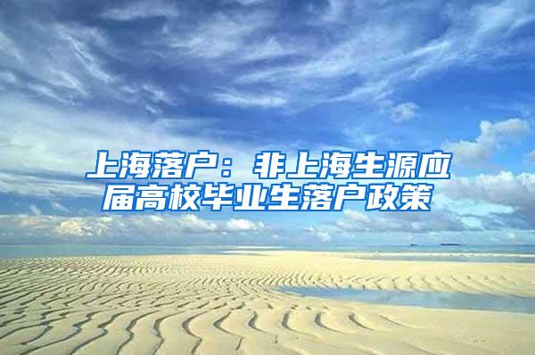 上海落户：非上海生源应届高校毕业生落户政策