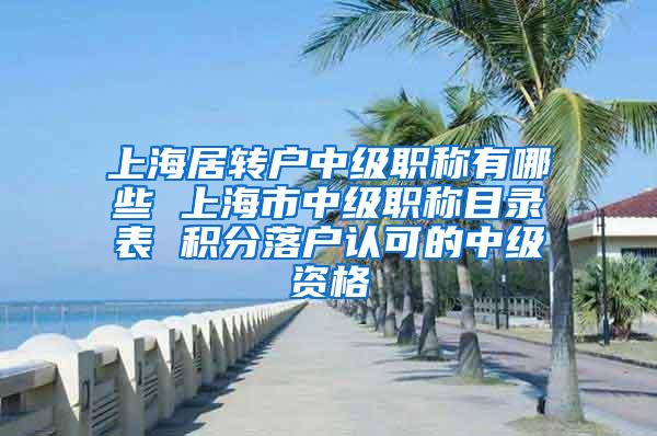 上海居转户中级职称有哪些 上海市中级职称目录表 积分落户认可的中级资格