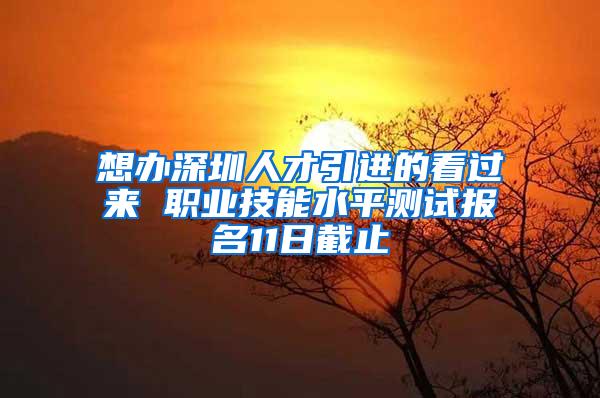 想办深圳人才引进的看过来 职业技能水平测试报名11日截止