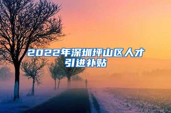 2022年深圳坪山区人才引进补贴