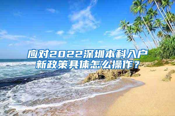 应对2022深圳本科入户新政策具体怎么操作？