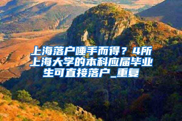 上海落户唾手而得？4所上海大学的本科应届毕业生可直接落户_重复