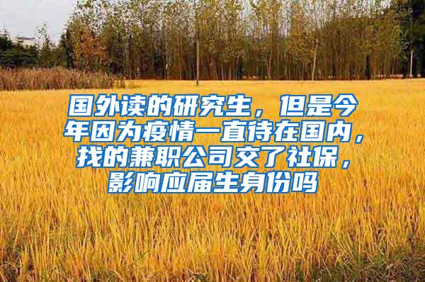 国外读的研究生，但是今年因为疫情一直待在国内，找的兼职公司交了社保，影响应届生身份吗