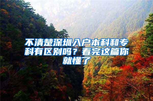 不清楚深圳入户本科和专科有区别吗？看完这篇你就懂了