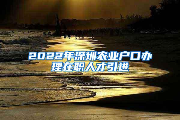 2022年深圳农业户口办理在职人才引进