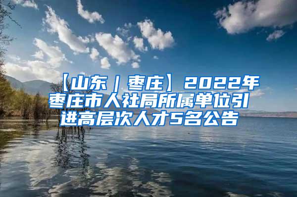 【山东｜枣庄】2022年枣庄市人社局所属单位引进高层次人才5名公告