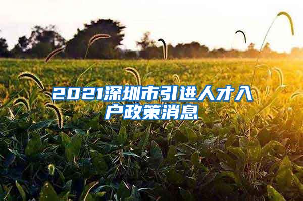 2021深圳市引进人才入户政策消息