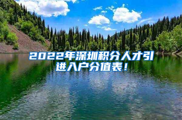 2022年深圳积分人才引进入户分值表！