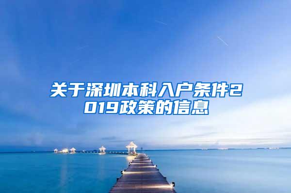 关于深圳本科入户条件2019政策的信息