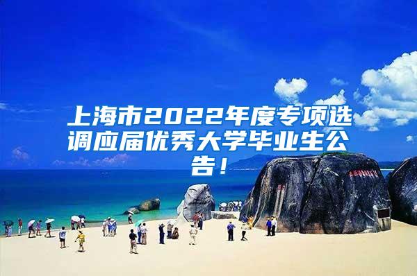 上海市2022年度专项选调应届优秀大学毕业生公告！