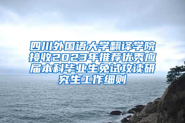 四川外国语大学翻译学院接收2023年推荐优秀应届本科毕业生免试攻读研究生工作细则