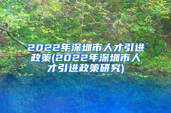 2022年深圳市人才引进政策(2022年深圳市人才引进政策研究)