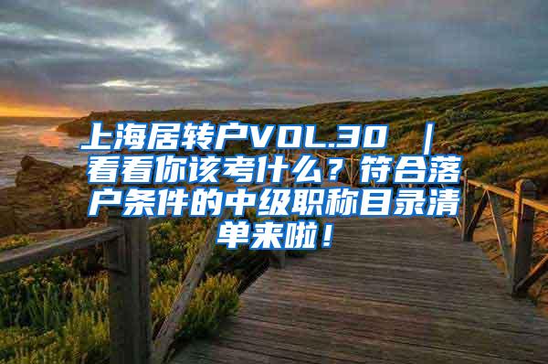 上海居转户VOL.30 ｜ 看看你该考什么？符合落户条件的中级职称目录清单来啦！