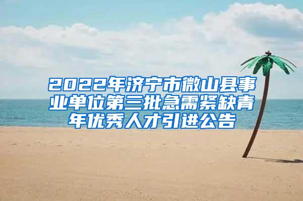 2022年济宁市微山县事业单位第三批急需紧缺青年优秀人才引进公告