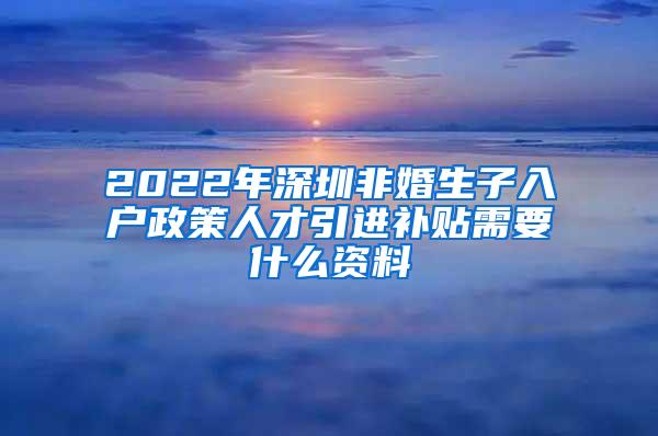 2022年深圳非婚生子入户政策人才引进补贴需要什么资料