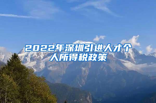 2022年深圳引进人才个人所得税政策