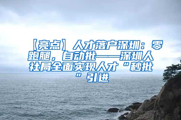 【亮点】人才落户深圳：零跑腿，自动批——深圳人社局全面实现人才“秒批”引进