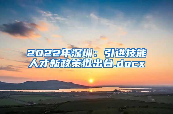 2022年深圳：引进技能人才新政策拟出台.docx