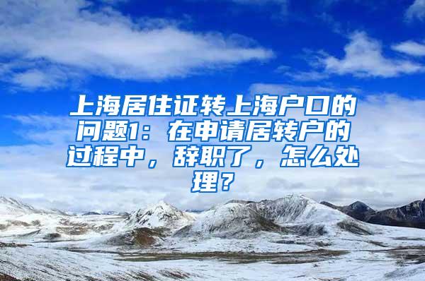 上海居住证转上海户口的问题1：在申请居转户的过程中，辞职了，怎么处理？