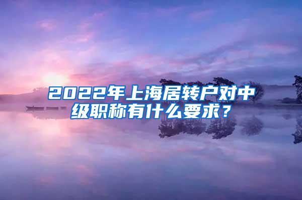 2022年上海居转户对中级职称有什么要求？