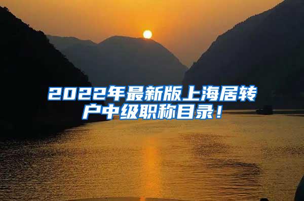 2022年最新版上海居转户中级职称目录！